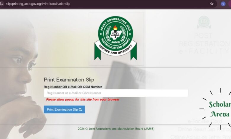 How to Reprint JAMB Exam Slip